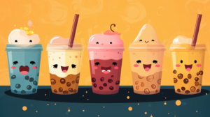 Bubble tea drinks with smiley faces